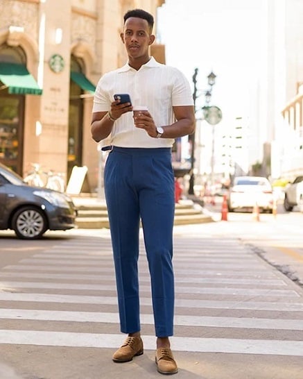 16 Navy Blue Pants Outfit Ideas, Courtesy of the Fashion Set | Blue pants  outfit, Blue trousers outfit, Pants outfit work