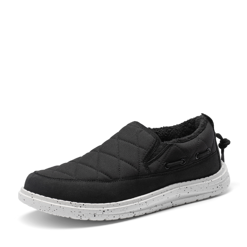 Black Quilted Slip-On Trainers In Extra Wide Fit