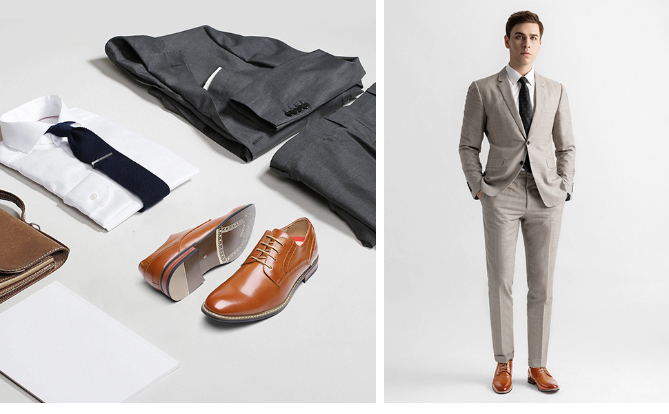 Leather Oxford Dress Shoes-brunomarcshoes