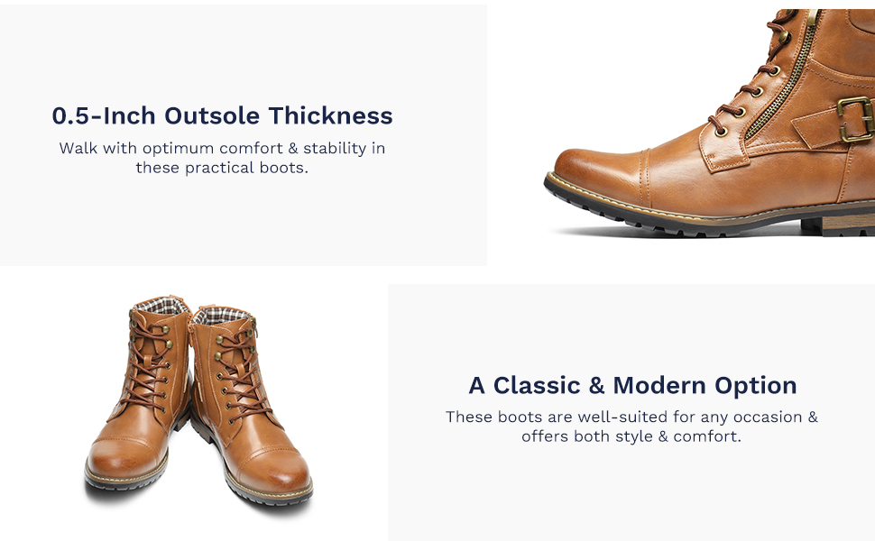 Bruno marc new york men's military motorcycle combat boots on sale
