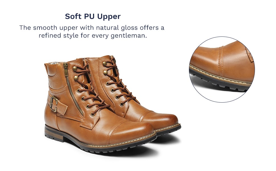 Men Vintage PU Leather Boots Retro Motorcycle Shoes Ankle Lace Up Boots  British Military Boots