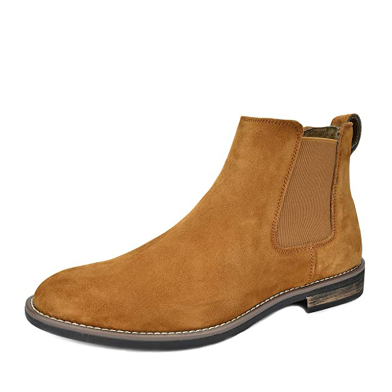 Marco, Mens Chelsea Boot in Beige Suede with Heel