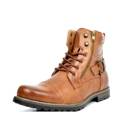 Mens Work Boots Fashion Versatile Leather Boots Waterproof Insulted Chukka  High-top Lace-up Shoes 