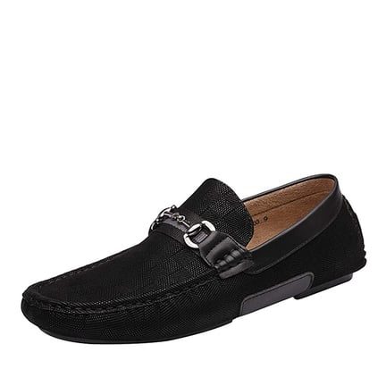 The Roshbuck Black Leather Loafers for Men 43 I