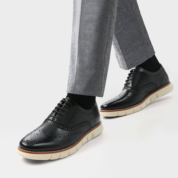 Men's Wide PU Leather Oxford Dress Sneakers-Bruno Marc